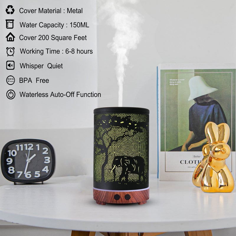kobodon Essential Oils Diffuser,Aromatherapy Diffuser,Birthday Gifts for Women Mom Grandma,Metal Cool Mist Humidifier with 7 Colors Lights Waterless Auto Off Air Diffusersï¼ˆElephantï¼‰ - Image 3